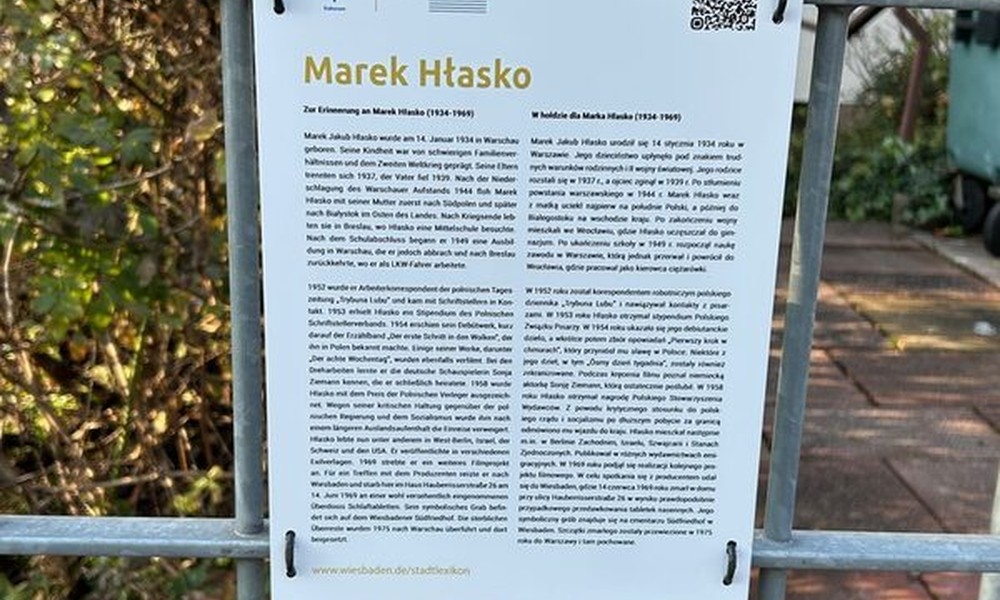 Wiesbaden bringt Gedenktafel für Marek Hłasko am Wohnhaus an Wiesbaden bringt Gedenktafel für Marek Hłasko am Wohnhaus an